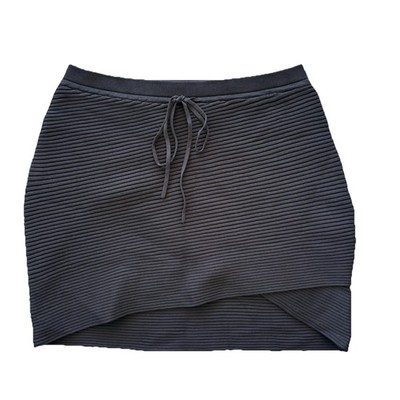 Jonathan Simkhai Black Mini Skirt Women s Large Athleisure Drawstring Ribbed