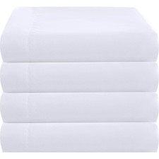 King Flat Sheet Only 4 Pack, Durable White Top Bed Sheets Hypoallergenic Soft...