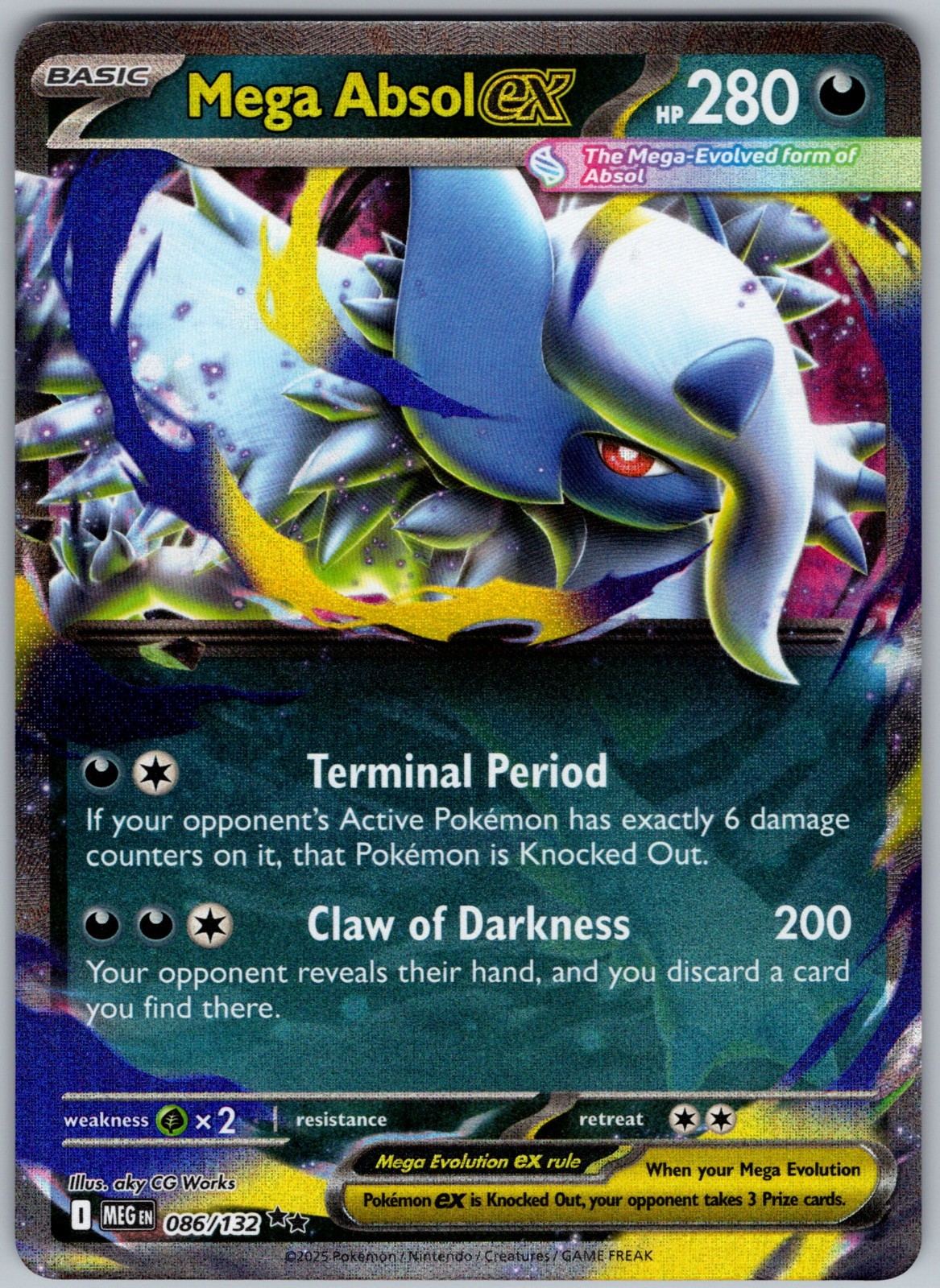 Mega Absol ex Holo Double Rare ME01: Mega Evolution 086/132 NM