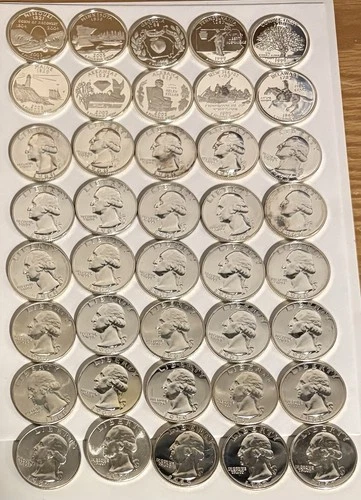 1 Roll (40) UNC 90% Silver Quarters Mixed Date / Mint