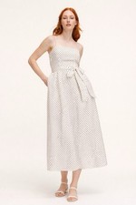 Kate Spade x Target White Polka Dot Midi Dress Linen Bow A-line Size M Bridal