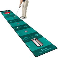 Golf Putting Mat Putting Green Indoor Outdoor Training Aid with Putting Cup P...