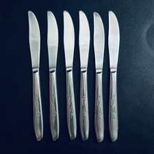 6 Silco International Stainless USA Flatware Dinner Knives Set of 6 INS 216 Vtg