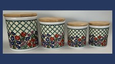 Dansk NORDIC GARDEN Canister Set - 4 Pcs W/Wooden Airtight Lids - 5⅜ • 6⅜ • 7⅜”