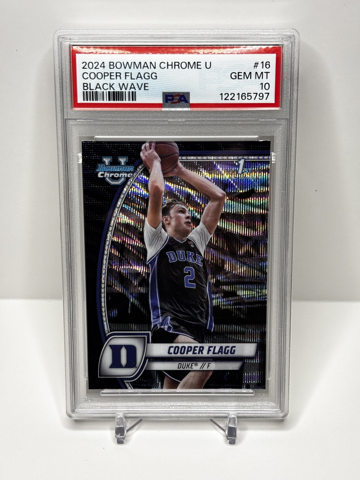 2024 Bowman University Chrome 1st COOPER FLAGG #16 Black Wave Refractor PSA 10