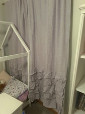 Pottery Barn Kids Lilac Linen Blend Woven Ruffle Bottom Blackout curtain 44x84