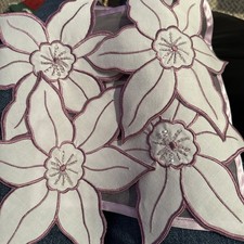 Bombay Co 4 Lavender Doilie Coasters In Storage Pouch NEW