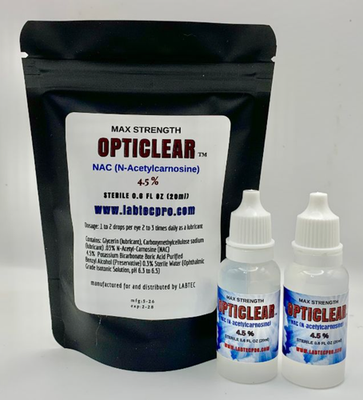 acetyl l carnitine cateract Cataract Eye Drops with 4.5% NAC (N-Acetylcarnosine) 20 ml Vial 2 pack! Vial Size:15ml Vial Bleach Gluta-C with Kojic Dr-Beibei-Du-Harpur