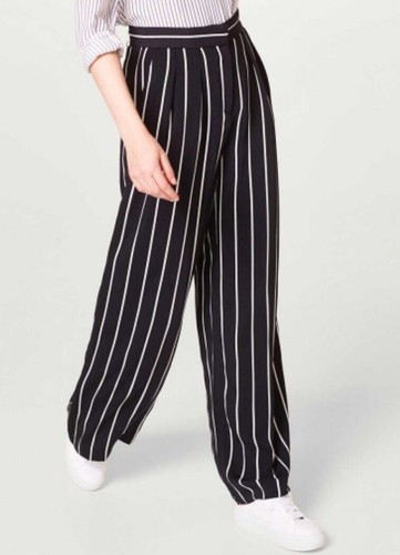 Esprit Womens Wide Leg Striped Navy 