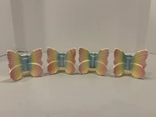 Fritz And Floyd Vintage Butterfly Napkin Rings(4) Set Of 4 Ceramic Colorful