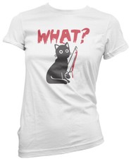 What? Cat Womens T-Shirt Funny Horror Halloween Cat Lover Gift Kitten Pet Owner