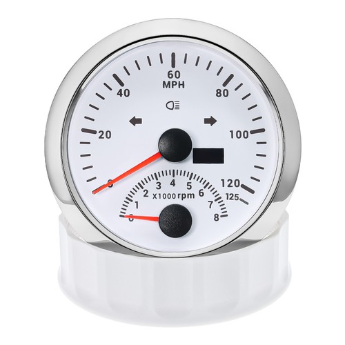 Velocímetro GPS blanco 85 mm 125 MPH con tacómetro calibre 8000 RPM para barco coche ATV - Imagen 6 de 13
