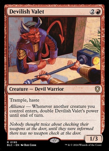 Devilish Valet 0195 Non Foil Rare Bloomburrow Commander MTG NM - Picture 1 of 2