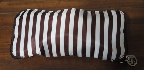 Henri Bendel Zip Around Packable Brown White Stripe Backpack Lightweight Compact - Picture 7 of 8