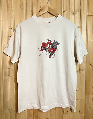 Vintage Target Christmas T Shirt Santa Sleigh Reindeer Year 2000 White thin sz M
