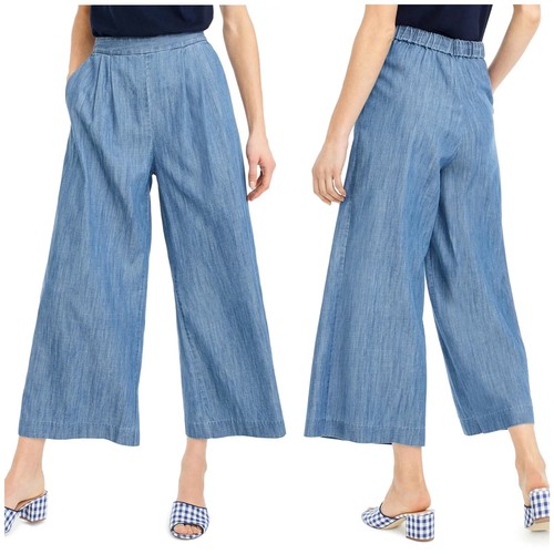 J Crew Wide Leg Chambray Crop Size 6 