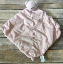 Angel Dear Pink Teddy Bear Lovey Security Blanket 13" Knotted Corners