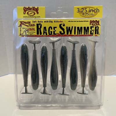 Strike King Rage Swimmer 3.25'' 8 Pack Green Gizzard Shad 568 Paddletail Rib Body