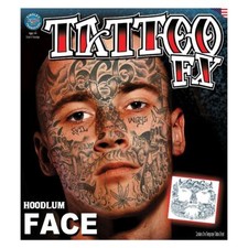 Hoodlum Face Tatttoo Tinsley Transfers Temporary Tattoo