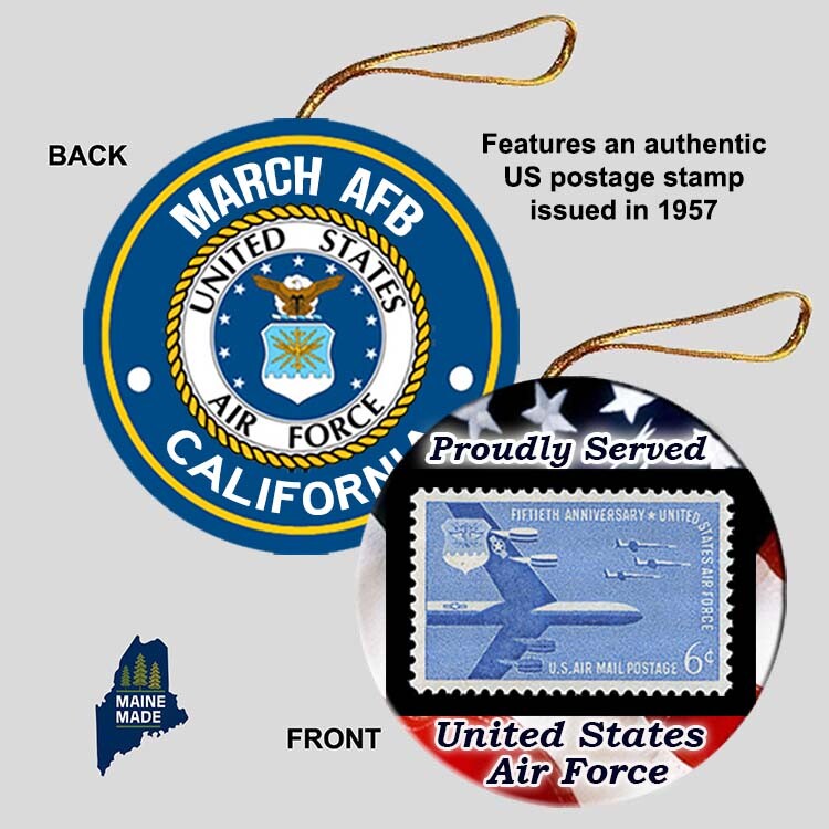 MARCH AIR FORCE BASE Christmas Ornament Military Gift Veteran USAF