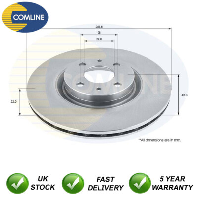 Brake Disc Front Comline Fits Fiat Doblo 500 Bravo Stilo + Other Models #1