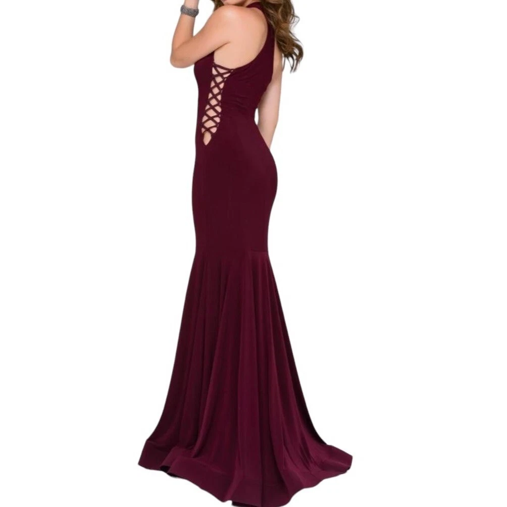 Burgundy jovani cheap dress