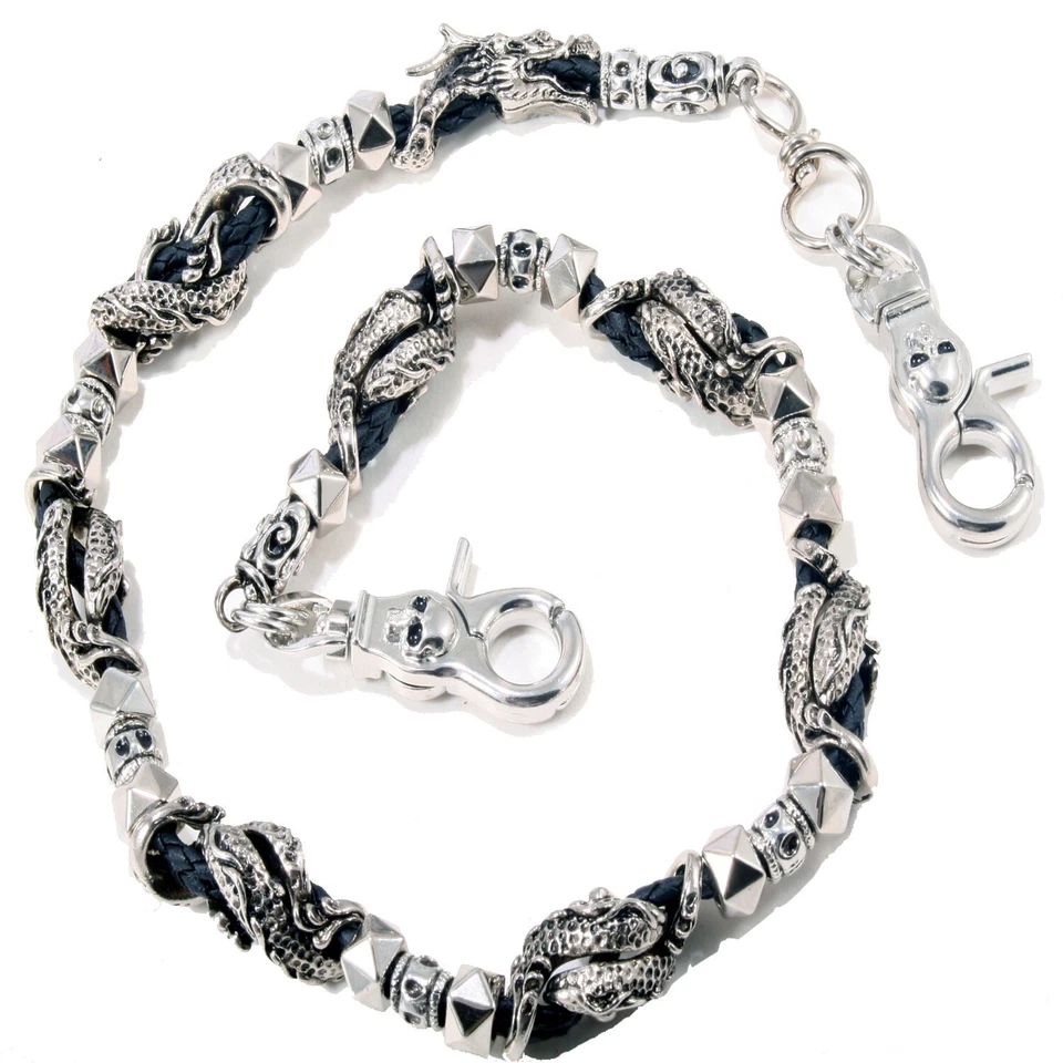 DK Heavy Head Tail Dragon Trucker Biker Key Jean Wallet Chain (27") Silver NCS87 - Image 3 of 4