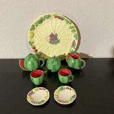 Miniature tea set, watermelon and fruit themed, small resin tea set VINTAGE 1993