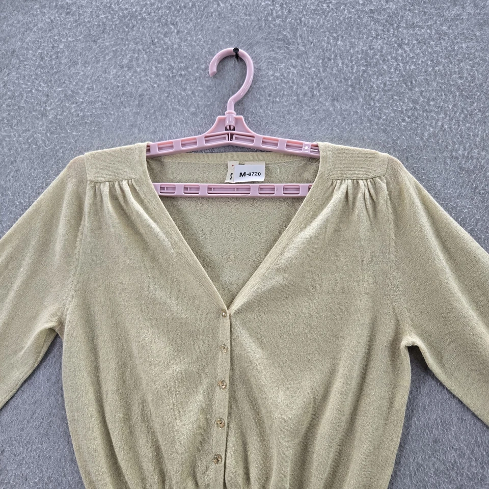 Suéter Moth Anthropologie Mujer L Amarillo Cárdigan Metálico Manga Larga Foto 3 de 4