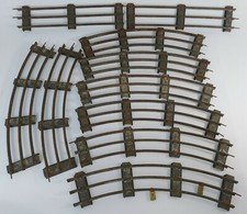 Vintage All Metal Tubular Train Tracks Lot Of 10 - Curved Straight