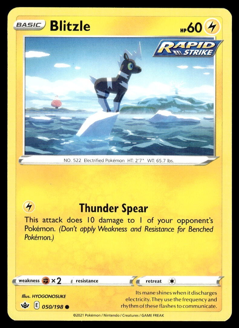 Blitzle 50/198 Pokemon Card Chilling Reign Common 60 HP Lightly Played FL