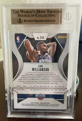 BGS 9.5 ZION WILLIAMSON RC 2019 Panini Prizm Silver 248 GEM MINT