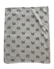 Chick Pea Gray White Bear Dog Faces Fleece Baby Blanket Security Lovey Soother
