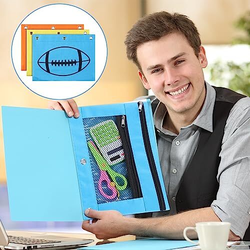 15 Pcs 3 Ring Pencil Pouch Bulk 5 Colors Zipper Pencil Bags 3 Hole Binder