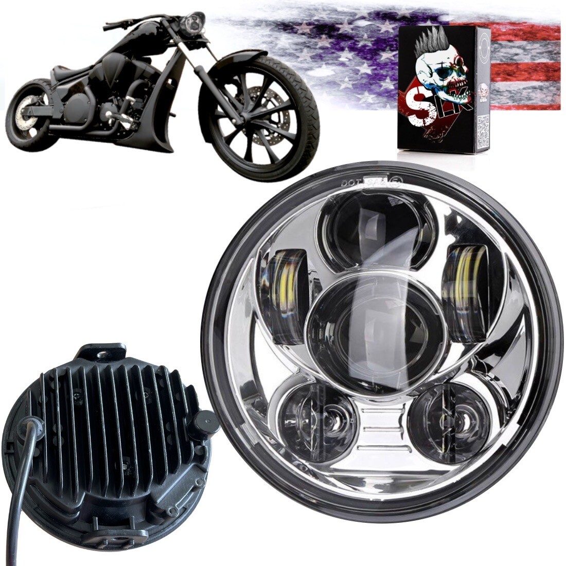 Fury Daymaker LED Headlight For Honda VT1300, Fury, Sabre, Insterate, Stateline