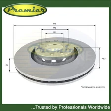 Premier Front Brake Disc Fits Audi A4 1996-2009 VW Passat 1996-2005 #1