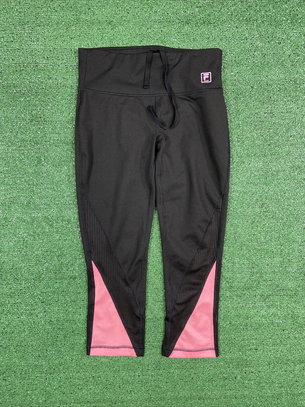 Pantaloni sportivi Fila Donna Athletic Performance Capri Leggin Taglia Small Rosa Nero