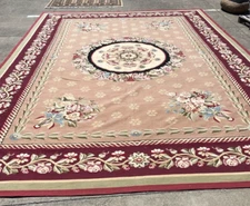 French Abazone Medallion Area Rug, Hand-Made  9.10' x 14'
