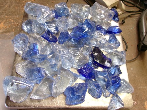 Glass Rock Slag Pretty Clear Sapphire Blue 5.0 lbs TT10 Rocks Landscaping Aquari