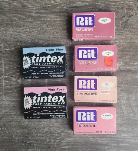 Tintex Rit Powder Dye Lot Mostly Pink Open Used *Old Package* Fabric Clothes