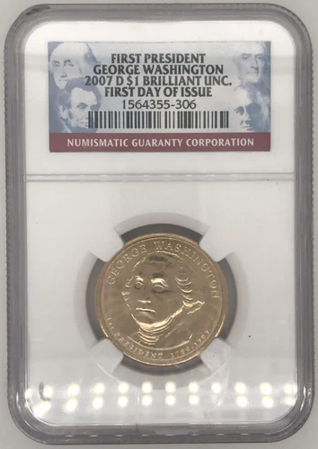 2007-D George Washington Presidential Dollar NGC Brilliant Uncirculated