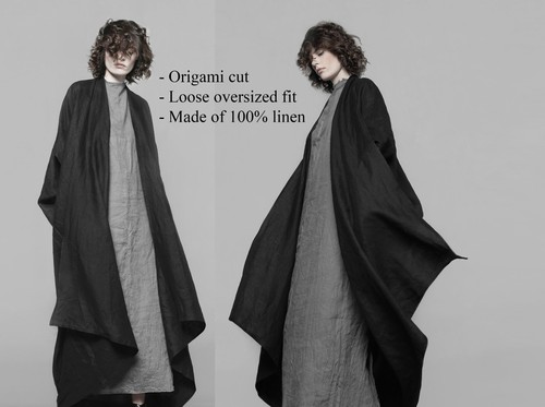 Boho Kimono. Linen Kimono Style Dress. Kimono Cocoon coat. Linen Kimono Duster - Picture 24 of 30