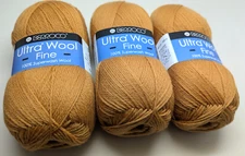 3 Balls Berroco Ultra Wool Fine 100% Superwash Merino 100gm/400 yd 5329 Gold DS