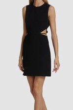 $445 Halston Women Black Brynn Crepe Cut-Out Mini Dress Size 8