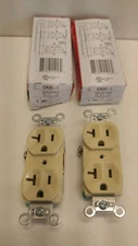 LOT OF 2 NEW OLD STOCK! PASS & SEYMOUR 20A 125V IVORY DUPLEX RECEPTACLES CR20-I
