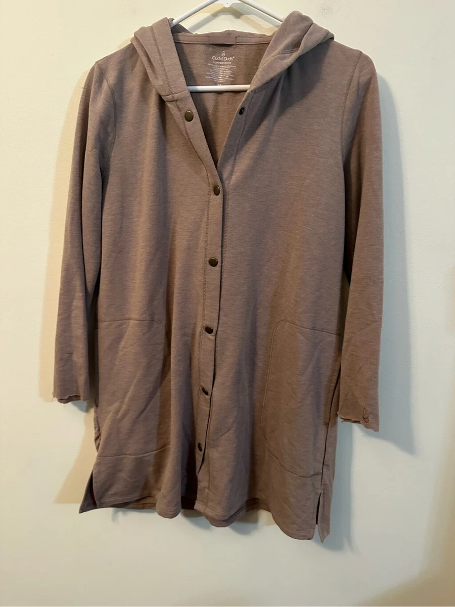 Cuddl duds comfortwear snap front hooded cardigan sale