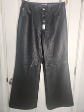 Vegan Leather Fashion Nova Playing It Cool Wide Leg Black 5 Pocket Pants