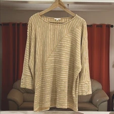 Westbound Striped Mustard Women's Top Size L