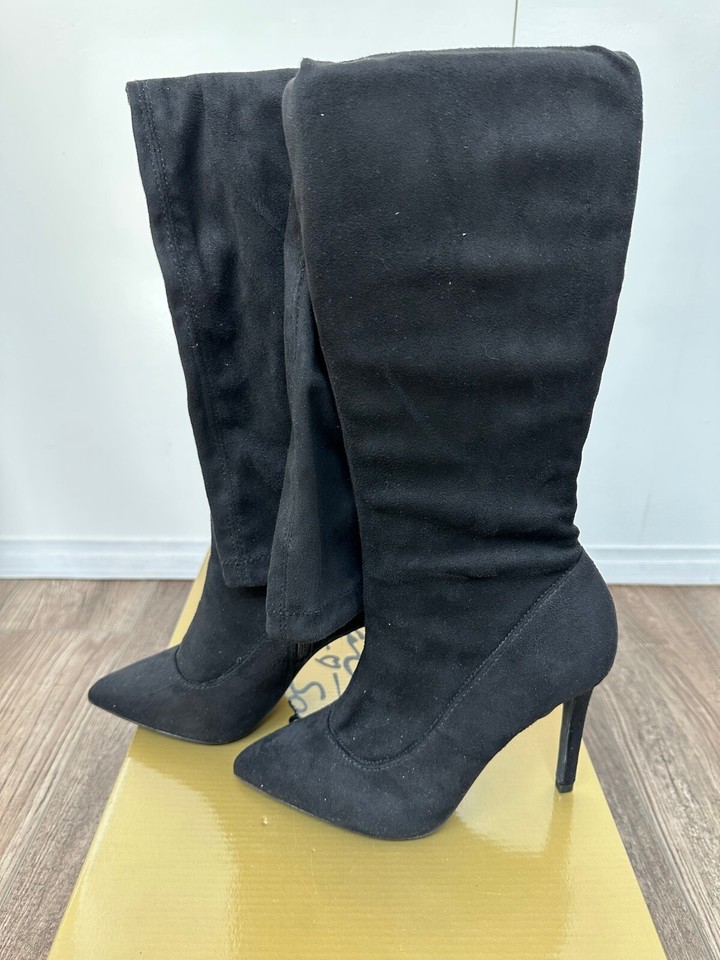 THALIA SODI Womens Black Cushioned Pointed Toe Stiletto Zip-Up Dress Heeled Boots M