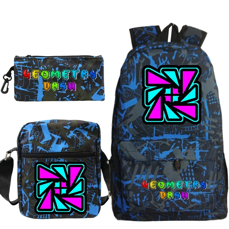 Geometry Dash Backpack Set, Schoolbag Lunch Bag Pencil Case
